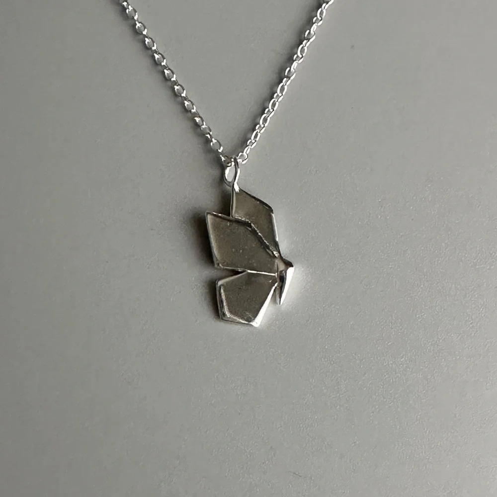 Sterling Silver Origami Butterfly Necklace Waterproof and Anti-Tarnish